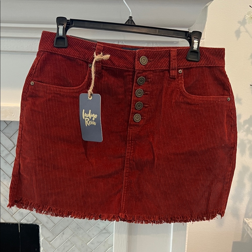 Indigo Rein Women's Burgundy Corduroy Mini Skirt